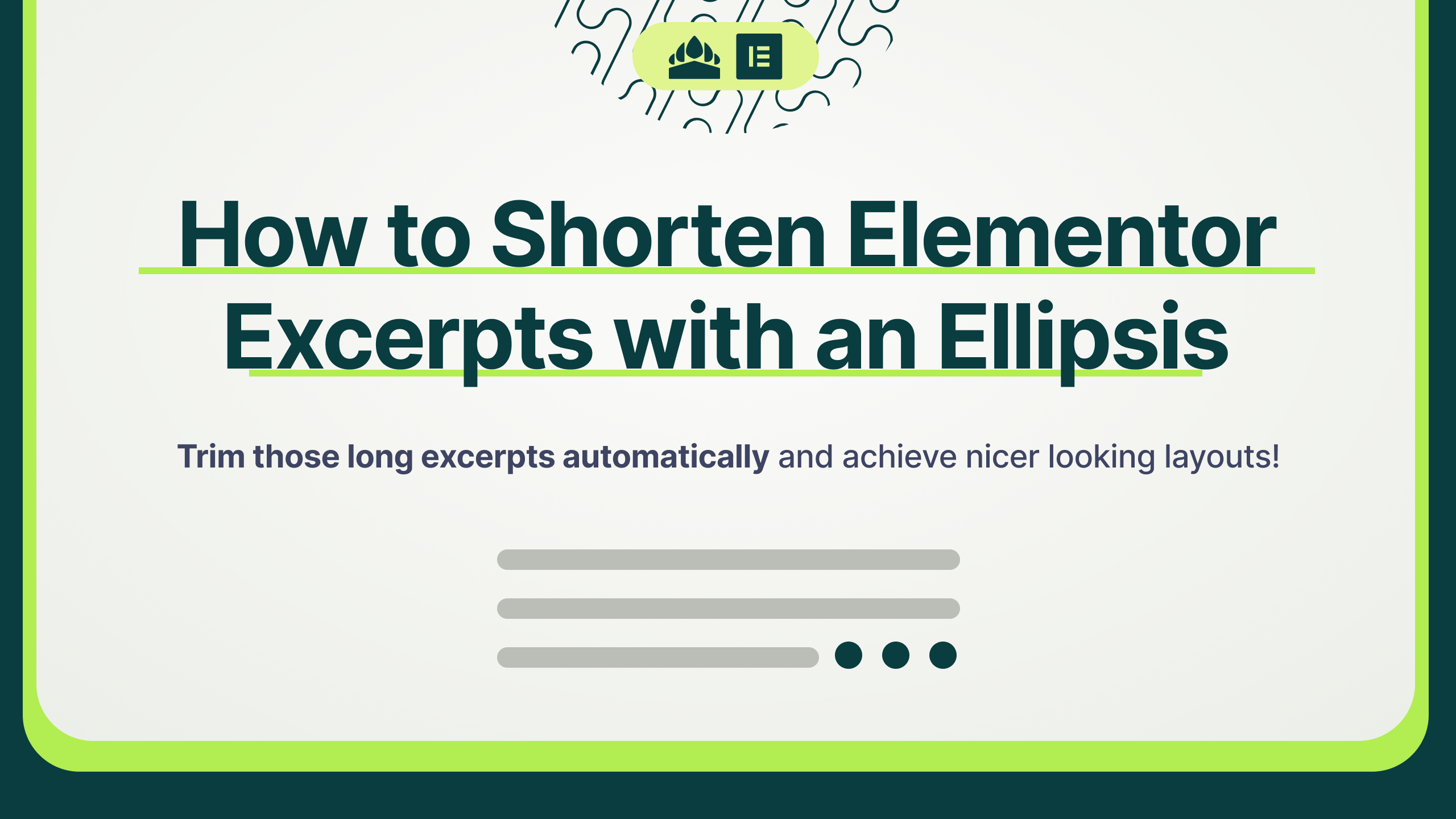 Shorten Elementor excerpts using ellipses for layouts.