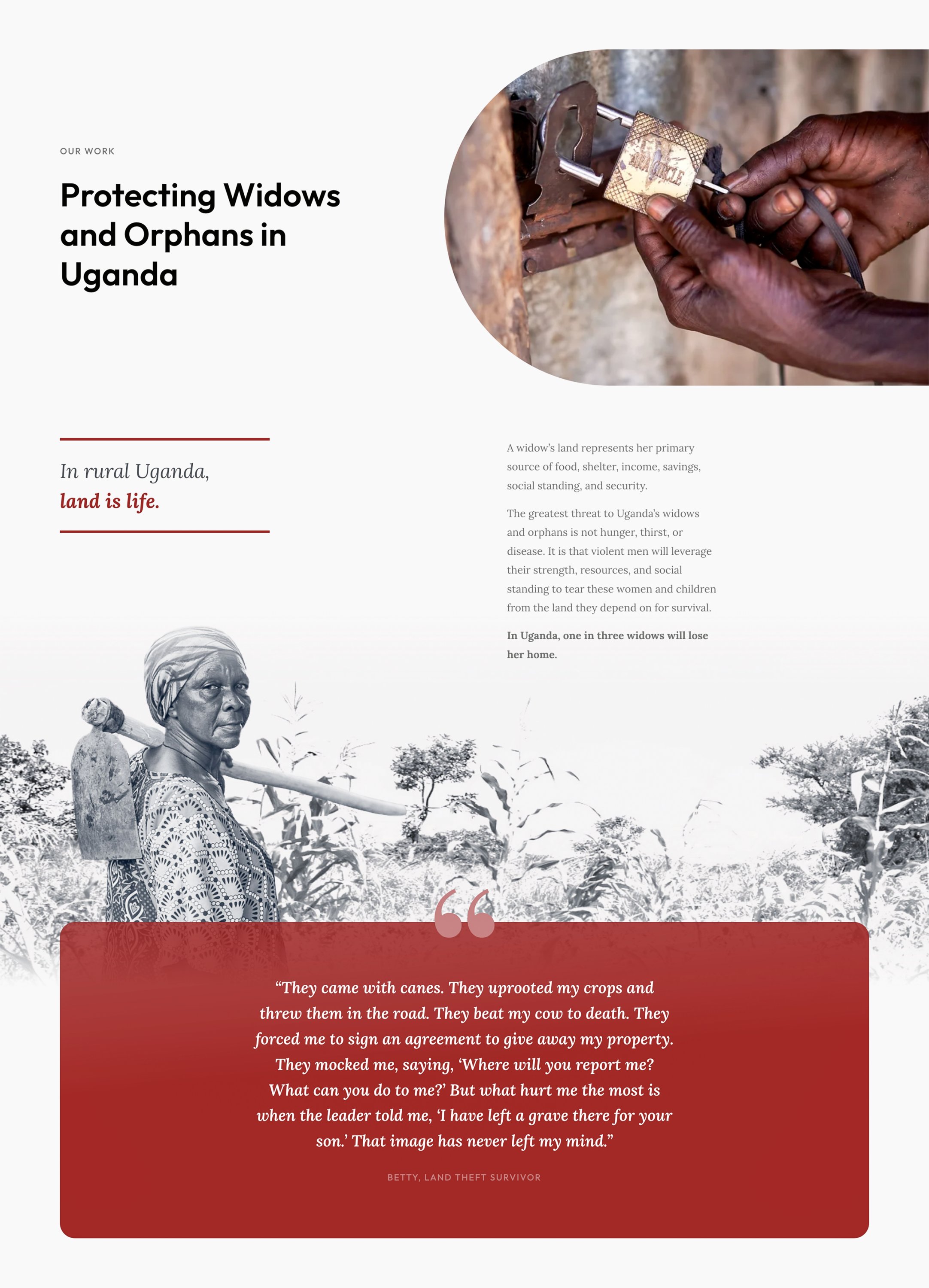 Supporting Ugandan widows against land loss.