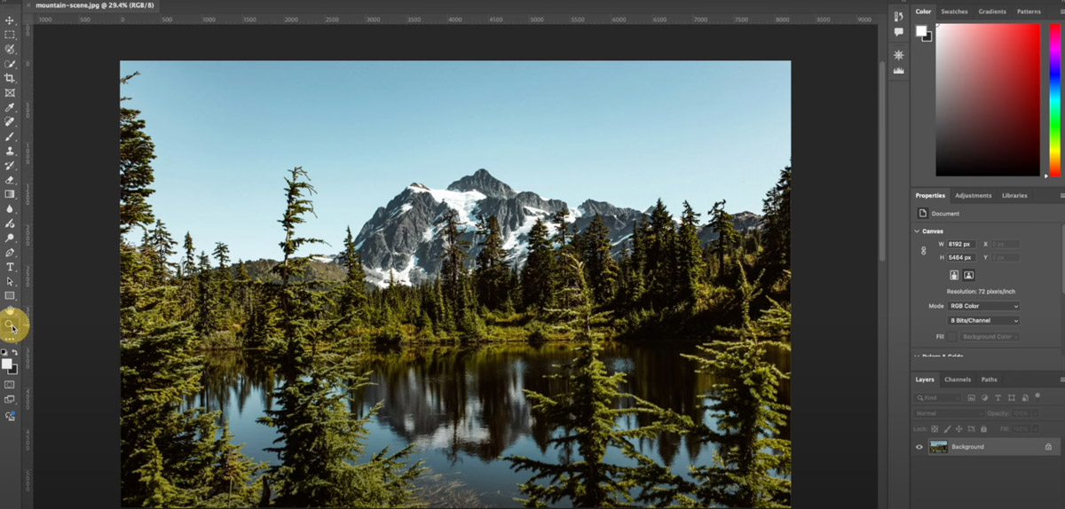 Photoshop editing mountain landscape photo